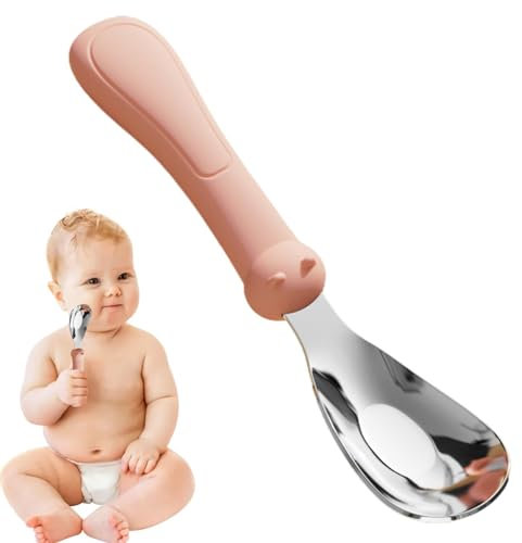 Tioheam Babylöffel, Löffel für Baby,Babynahrungslöffel mit Silikongriff - Baby-LED-Entwöhnungszubehör, Lebensmittelutensilien aus Edelstahl, Sicherheitsfütterungszubehör