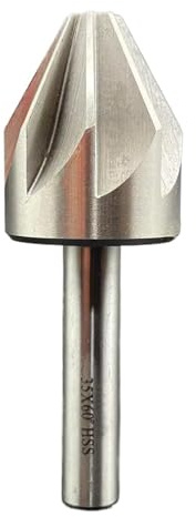 1 fraise à chanfreiner en carbure à 60 degrés, diamètre de coupe de 6 à 35 mm, fraise à chanfreiner HSS à cannelure 6/8, outil d'ébavurage, routeur CNC V Bit(35mm 60 degrees)