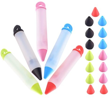 Alipis 5stücke Backstift Für Kuchen-Dekoration Lebensmittel-schreibstift Keks-backwerkzeug Aus Silikonmaterial Mit Austauschbaren Spitzen Für Pralinen Und Desserts