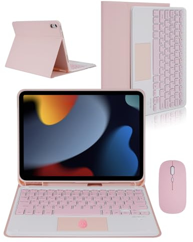 Nsyee Touchpad Keyboard Case with Mouse for iPad 9th/8th/7th, Air 3&Pro10.5 | UK Layout Detachable Touchpad Keyboard Folio Cover with Mouse&Pen Slot for 10.2 iPad 9th/8th/7th, Air 3 2019, 10.5 Pro 2017