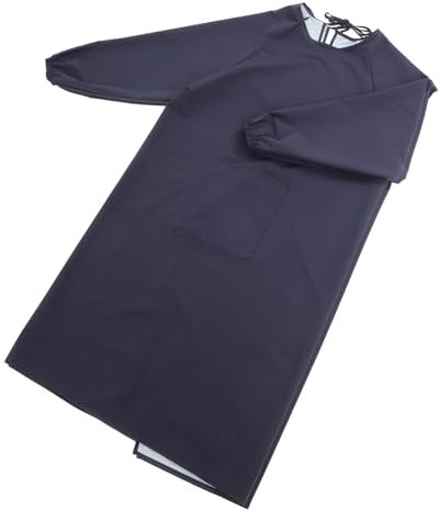 Angoily Waterproof Long Sleeve Heavy Duty Oilproof Apron with Pocket for Kitchen Cooking, Lab Work and Dishwashing, Dark Blue Protective Vest Apron for Men and Women