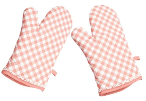 ABOOFAN Insulated Oven Mitts Heat Resistant Materials Grey Pink Kitchen Gloves for Cooking