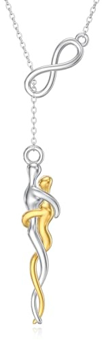 HUKKUN Abbraccio regalo partner collane argento 925 catena infinito per coppie amore gioielli per le donne, Argento sterling