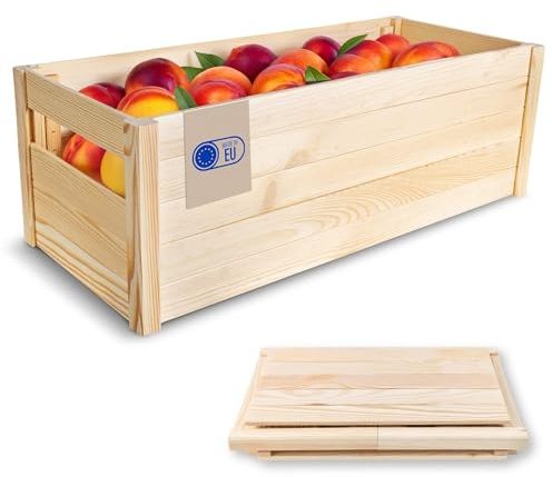 Creative Deco Fällbar trälåda | 69 x 29,5 x 23,5 cm | Lätt att montera | inga verktyg behövs | Förvaringslåda för frukt | grönsaker | presentlåda | leksakslåda | dekorativ låda