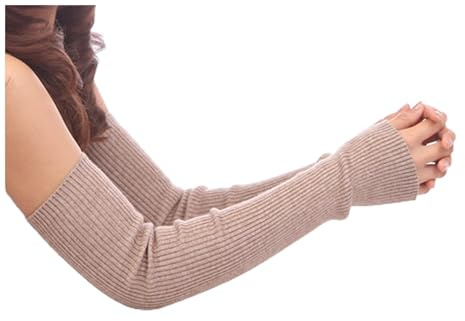 SHUAICJ Manicotto Braccio Autunno Inverno 50 cm Braccioli da Donna Scaldatori a Braccio in Lana Lavorato a Maglia Manica Arm Solo Superfine Lungo Guanti Senza a Maglia Manicotto Braccio Donna(Camel)