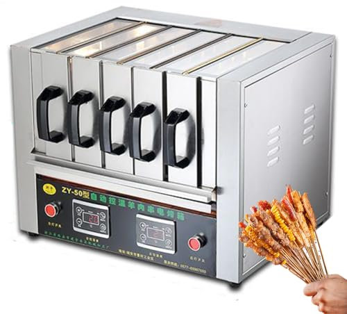 Macchina per Grill Kebab Senza Fumo da 3600 W - Forno a Tratto Barbecue Elettrico a 5 Gruppi con 50 spiedini e Temperatura Regolabile, per Campeggio Esterno Interno, Picnic da Giardino