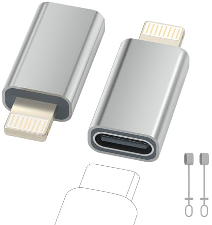 Zestiq USB C auf Lightning Adapter, 2 Stück Adapter USB C auf Lightning, Unterstützt Laden/Datensynchronisation iPhone Adapter für iPhone 14/13/12/11/iPad/Airpods, Nicht für Kopfhörer/Audio/OTG