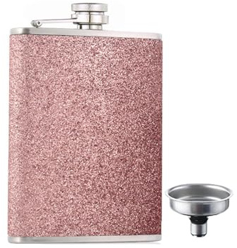 Petacas de Alcohol,8 oz Petaca de Acero Inoxidable con Embudo,Botella de Alcohol de Bolsillo a Prueba de Fugas,Botella Decorativa de Bolsillo Rosa Brillante para Camping,Bodas y Fiestas