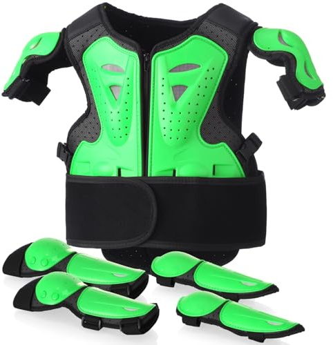 yeesport Kids Motorcycle Gear Set, Adjustable Youth Dirt Bike Gear with Knee & Elbow Pads, Protective Motorcycle Armor for Boys Riding, Skating, Scooter and Off-Road Activities