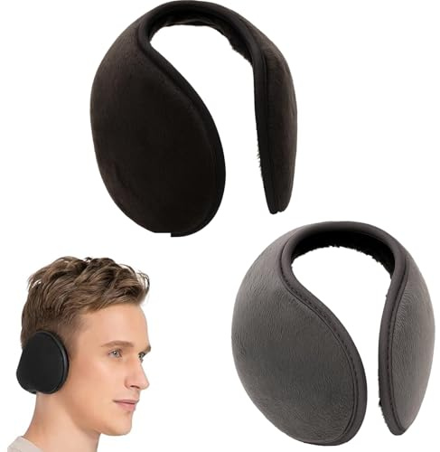 2 Stück Ohrenwärmer, Ohrenwärmer Herren,Ohrenschützer Winter Damen Herren, Windfester Ohrenwärmer Für Fahrradhelm, Bequeme Ohrenschützer Wind Für Outdoor, Radfahren, Laufen, Skifahren, (Schwarz Grau)