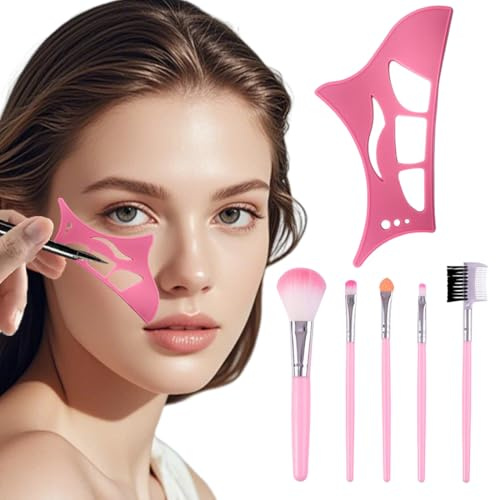 ROKZELT 2 Stück Lidschatten-Schablone, Eyeliner-Vorlage, wiederverwendbar, Hilfswerkzeug für Lidschatten aus Silikon mit Pinseln für Augen-Make-up, Lidschattenpinsel