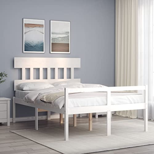 Genérico Cama Personas Mayores cabecero Madera Maciza Blanco 140x200 cm,Mobiliario,Camas y Accesorios,Camas y somieres,3195417