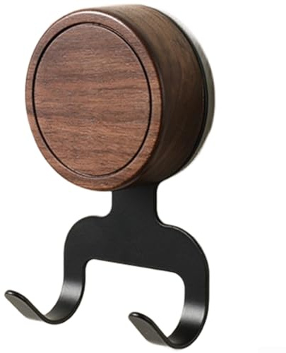Dolvitrny Gancho de ventosa de montaje en pared para baño y cocina, núcleo de madera de nogal, capacidad de carga resistente de 5 kg, impermeable, instalación sin taladrar en liso (1 unidad)
