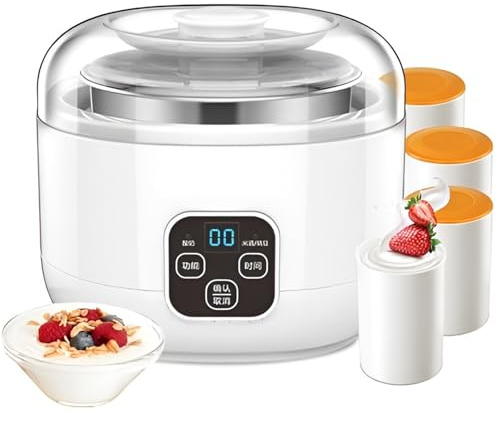 Yogurtiera Elettrica Da 1 Litro Con Timer E Display Lcd, Macchina Automatica Multifunzione Per La Cucina Greca Fatta In Casa