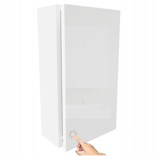 MIRADU Badezimmerschrank hängend mit Push-to-Open-Fronten, Waschmaschinenschrank, badezimmerschränke, badschrank hängend, Waschbeckenunterschrank,wc Schrank, wandschrank (Weißer Hochglanz, 52,5x30x16)