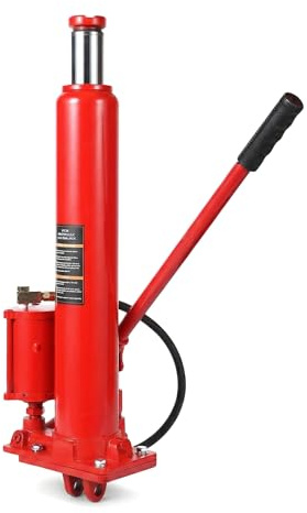 8-ton Air Hydraulic Long Ram Jack, Heavy Duty Hydraulic Engine Lift Cylinder With Air Pump & Clevis Base, 17600 Lb Load Capacity, Ideal For Shop Cranes, Garage, Farm Equipment & Mechanical Repair