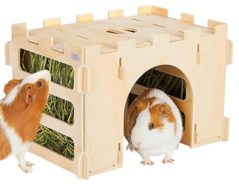 Bunny Castle Abnehmbares Kleintierversteck | Bunny Holz Heuraufe Chinchilla Schloss Für Chinchillas Und Igel Zuhause Im Innenbereich Käfig Gehege Oder Freilauf