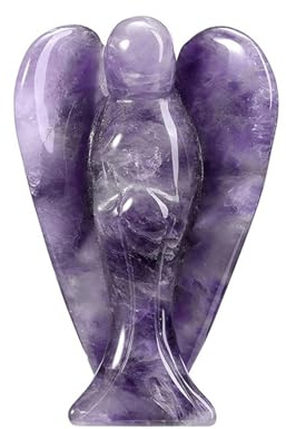 Natürlich Amethyst Wächter Engel Statue, 1,5 Amethyst Schutzengel Healing Crystal Statue Edelstein Engel Figur Heilsteine Schutzengel Kristalle für Deko Engel Figur Talisman (Amethyst)