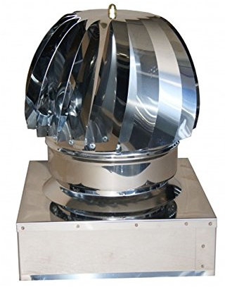 COMIGNOLO EOLICO TESTA RADIANTE GIREVOLE FUMAIOLO acciaio inox,BASE QUADRATA 27X27