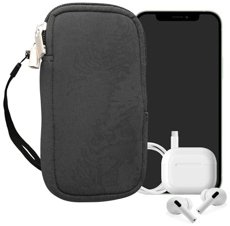kwmobile Handytasche für Smartphones M - 5,5 - Neopren Handy Hülle Grau - Handy Tasche 15,2 x 8,3 cm Innenmaße