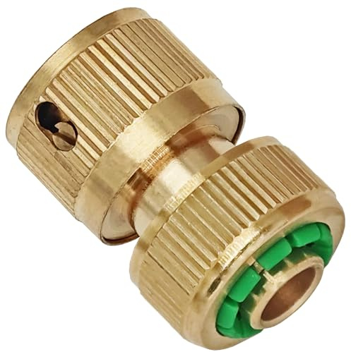 MegaHaustechnik Buchse mit Wasserstop und Anschluß für 13mm Schlauch-Innendurchmesser 1/2“ aus Messing, Schnell-Verbinder Kupplung Stecksystem passt für Gardena Gartenschlauch Anschluß Adapter