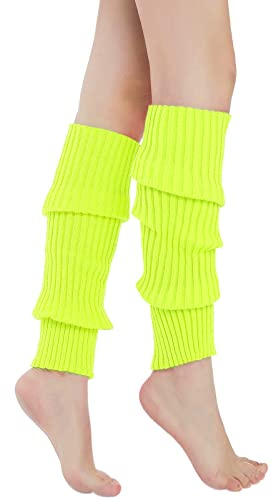 Sarfel Leg Warmers for Women 80s Ribbed Knit Leg Warmer Custume Womens Leg Warmers Sports Party Accessories Fluorescein Yellow
