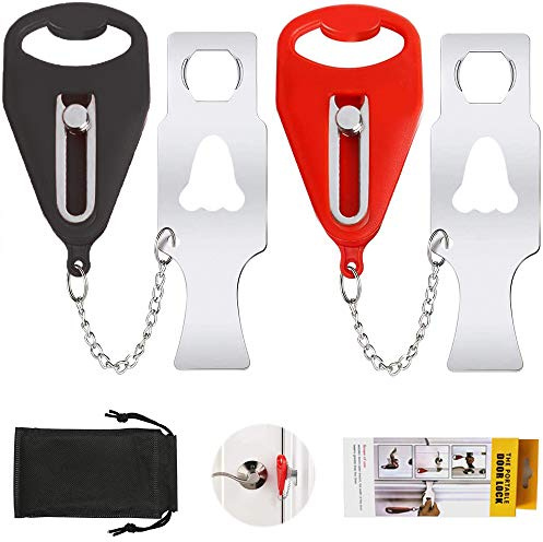 Portable Door Lock,Travel Lock, Add Extra Locks for Additional Safety and Privacy Lock Down for School, Airbnb, Home,Hotel(Set of 2)