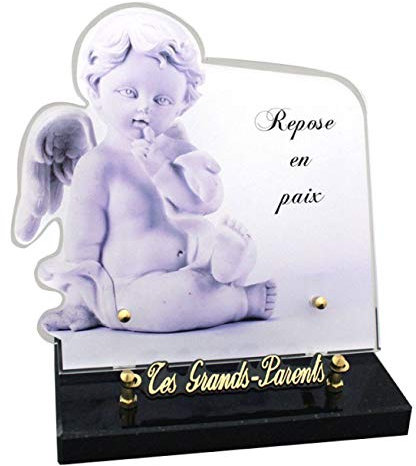 Petit ange - Plaque funéraire galbée - Altuglas - L 24 x H 23 cm