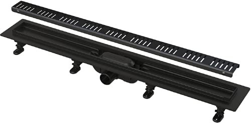 Duschrinne mit Edelstahlrost 950 Schwarz-Matt Alcaplast - flach