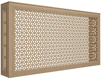 HEXIM Heizkörperverkleidung MDF & HDF - Dekorative Heizkörperabdeckungen in unterschiedlichen Größen & Muster - Abdeckung Heizverkleidung (Komplett Set Ilona Eiche Sonoma - 120x60cm)