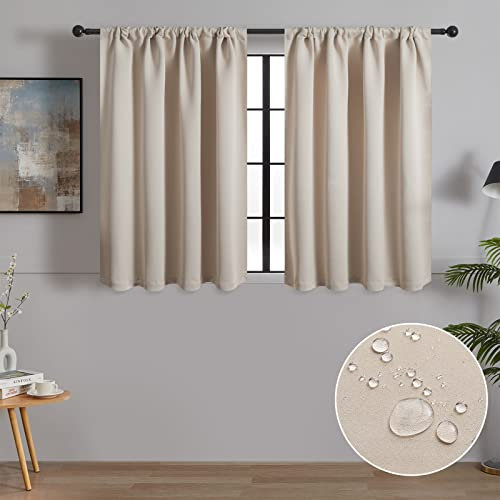 MRTREES Tende per Interni Oscuranti 60x90cm 2 Pezzi Termiche Isolanti Tende Moderno con Bastoni Camera da Letto Soggiorno Finestre Camerette Bambini Acustico Elegante Beige