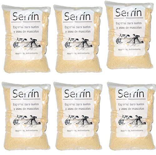 Bricoloco Serrín de Madera saquitos de 1 kg en Polvo con múltiples Aplicaciones para Limpieza, Mascotas, Cultivo. (6 saquitos de 1 Kilo)