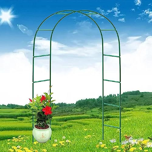 MISKYN Rosenbogen Aus Edelstahl, Gartenbogen Aus Metall, Garten Torbogen Rankgitter Rosenhilfe, Wetterbeständig Rankhilfe Spalier,Grün,W1.4M*H2.3M