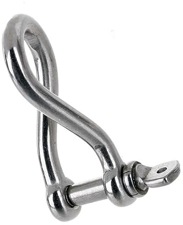 HEAVYTOOL Schäkel gedrehte Form 4mm Edelstahl V4A AISI 316 (10 Stück) Dreh Schäkel Verdrehter Schäkel Gedrehter Verschlusshaken Verdrehte Schäkelvorrichtung