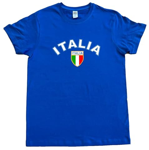 PASSAPAROLA T Shirt - Maglietta Italia Azzurra,Adulto,Stampata in Italia con Colori atossici.Cotone 100%, Girocollo,Manica Corta,Taglio Regular.