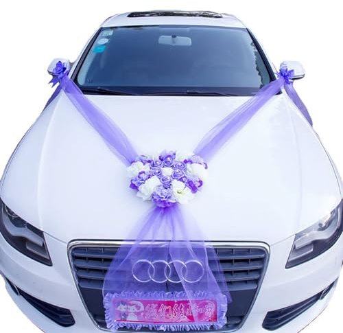 Wisafory Autoschmuck Hochzeit Rosen Auto Deko Hochzeitsauto Blumenschmuck