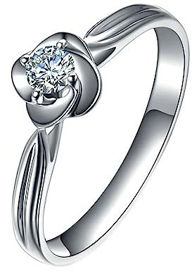 Verlobungsring Damen Platin, Verlobungsring Damen Vintage Blumensolitär 4 Prong Labor Geschaffener Diamant 0.13ct Runde Form Trauringe Gr.63 (20.1)