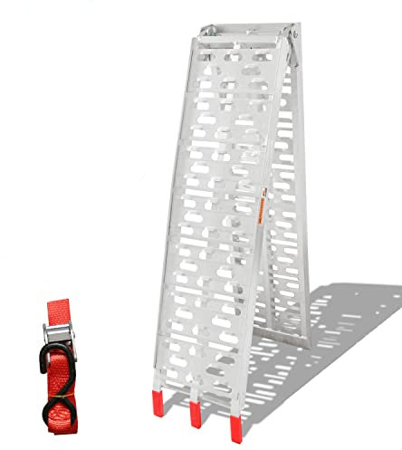 Ikodm Auffahrrampe Klappbar für Anhänger Belastung 340KG, Verladerampe, Faltbare Aluminium Rampen, Auffahrrampe Motorrad, rutschfeste Laderampe, Auffahrrampe 226 cm, 1 stück