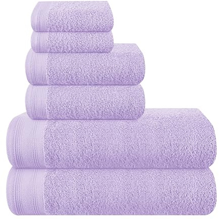 MALLONI Home Ultra Soft 6er-Pack Baumwoll-Handtuch-Set, enthält 2 übergroße Badetücher 70 x 140 cm, 2 Handtücher 40 x 60 cm und 2 Waschbetten 30 x 30 cm, Dunkelviolett