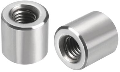 QUARKZMAN 10pcs M5 Rond Connecteur Écrous, 304 Inox Acier Accouplement Écrou 10mm/0.39 Longueur Manchon Tige Barre Goujon Écrou pour Support, M5x10x10mm