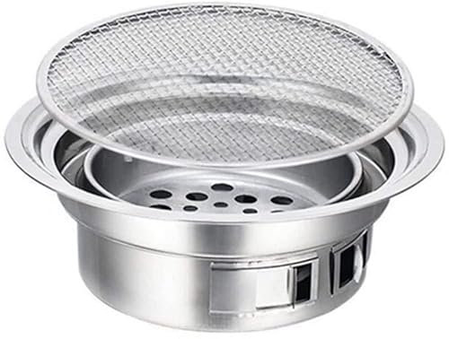 Barbecue a carbonella per esterni Barbecue a carbonella in acciaio inossidabile Barbecue rotondo antiaderente a carbonella portatile per barbecue da campeggio all'aperto