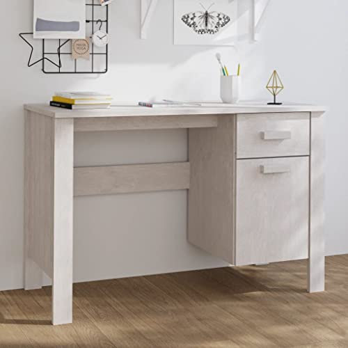 Schreibtisch,Bürotische, Schreibtisch weiß 113x50x75cm Kiefer massiv