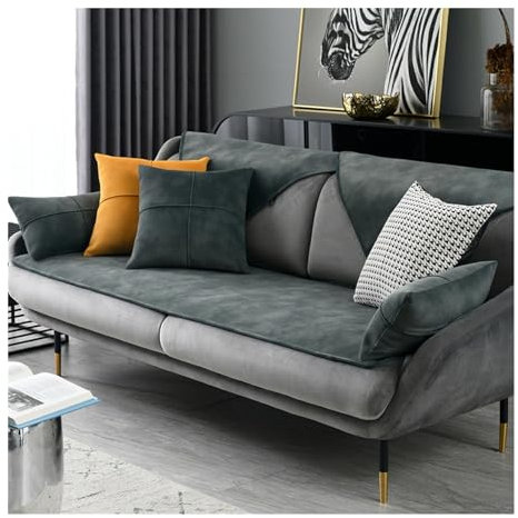 HonunGron Sofa Slipcover Corner 1 2 3 4 Seater Sofa Cover L Shape Couch Cover Velvet Thick Sofa Protector Anti-slip Reversible Corner Slipcovers for Sectional Couch (Pine Green,70 x 240 cm)