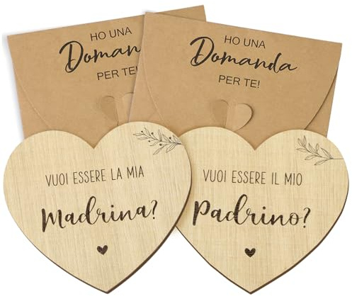 Italienisch 2* Holzkarten Patentante und Patenonkel Fragen Möchtest du meine Patentante mein Patenonkel werden Schwangerschaft verkünden Taufpatin Geschenk Taufpaten Geschenkideen für Geburt Taufe