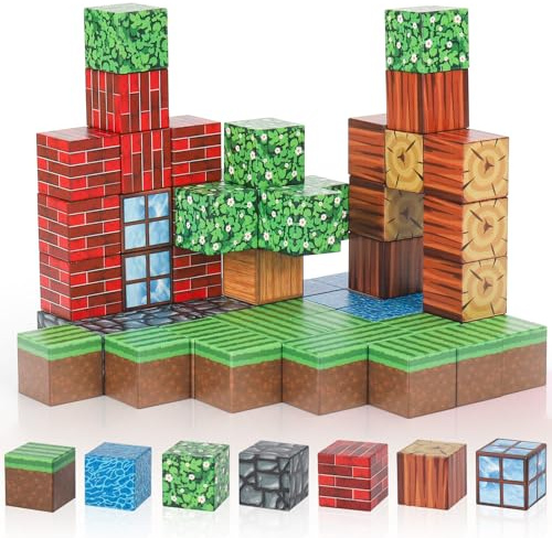 Euakee Magnetische Bausteine, 64 Stück Magnetic Blocks, Bauen Magnetbausteine Welt, Kreative Kinderspiele, Montessori Spielzeug, Magnetspielzeug für Jungen und Mädchen ab 3 4 5 6 7 8 Jahren