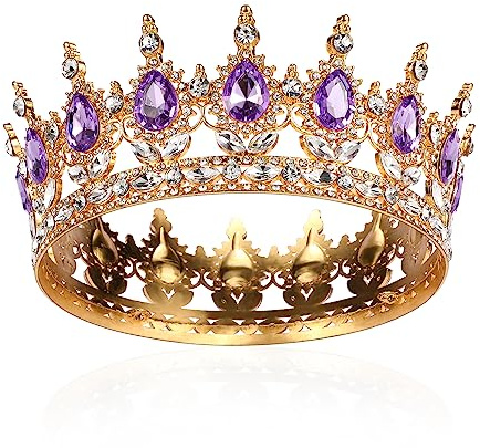Krone Mädchen Damen Voll Runde Braut Diadem Kristall Königin Krone Barock Tiara Sparkly Strass Prinzessin Kostüm Hochzeit Prom Geburtstag Pageant Party Tortenaufsatz Karneval Kopfschmuck