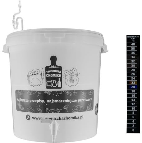 30L Brewing Fermenting Pickling Wine Bucket Set with Airlock, Tap, Lid, LCD Stick-On Thermometer, Homebrew Kit, Fermentation Vessel for Beer, Cider, Mead, Kombucha, Sauerkraut, and Pickles.