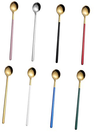 Alipis 8pcs Handle Stainless Stirring Spoons Elegant Dessert Tea Spoons for Daily Use Weddings Special Occasions Ergonomic Design Shiny Finish