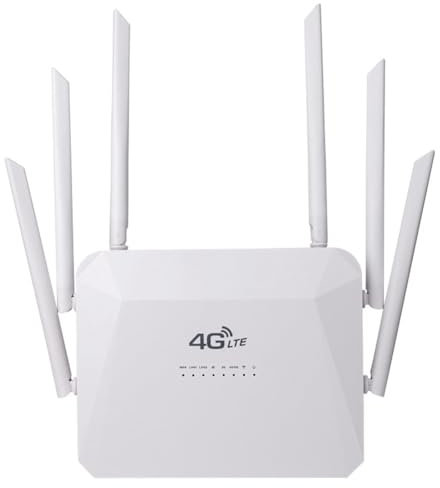 Quystetes Router Wireless 4G 300Mbps con 6 Antenne Esterne, LTE CPE CAT4, Router WiFi con Slot per Scheda SIM, Hotspot del Router Wireless 4G, Manifattura di Alta qualità, Spina EU.