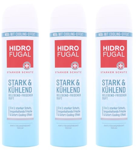 3x Hidrofugal Stark & Kühlend Deo Spray Antitranspirant mit Aloe Vera je 150ml